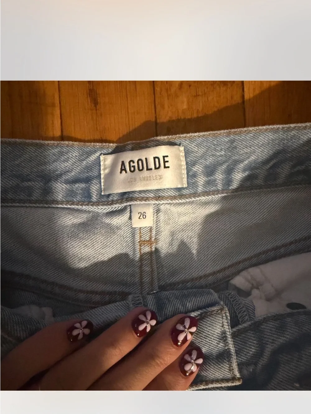 Agolde Parker Long Light Blue High-Rise Denim Shorts 26